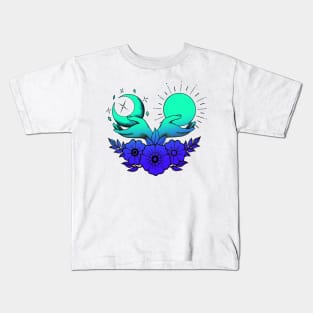 Blue Moon, Sun Flowers Kids T-Shirt